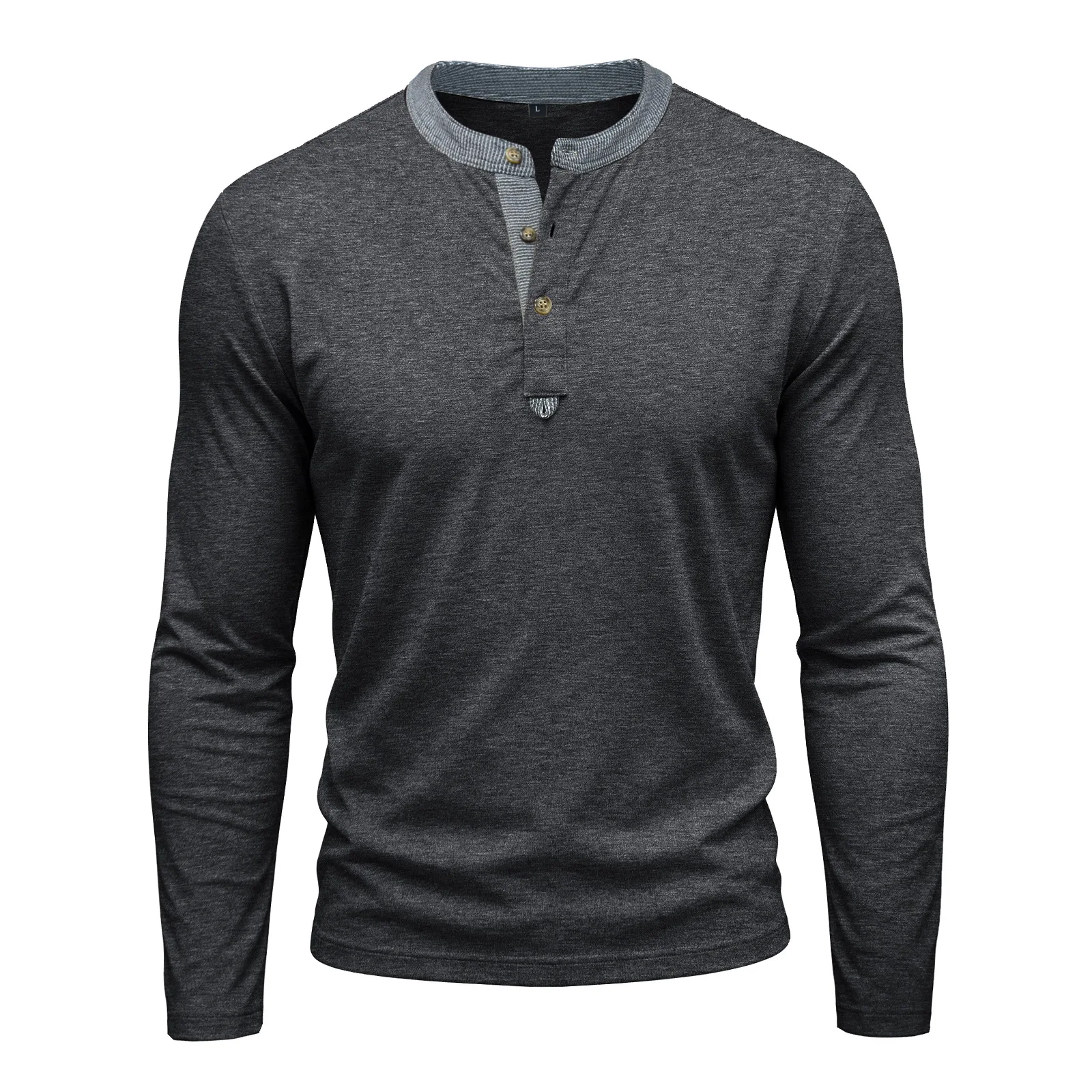 American Retro Long Sleeve T-Shirts Men Patchwork Round Collar Smart Casual Tshirt Mens Lightweight Fashion Pullover Tees Tops