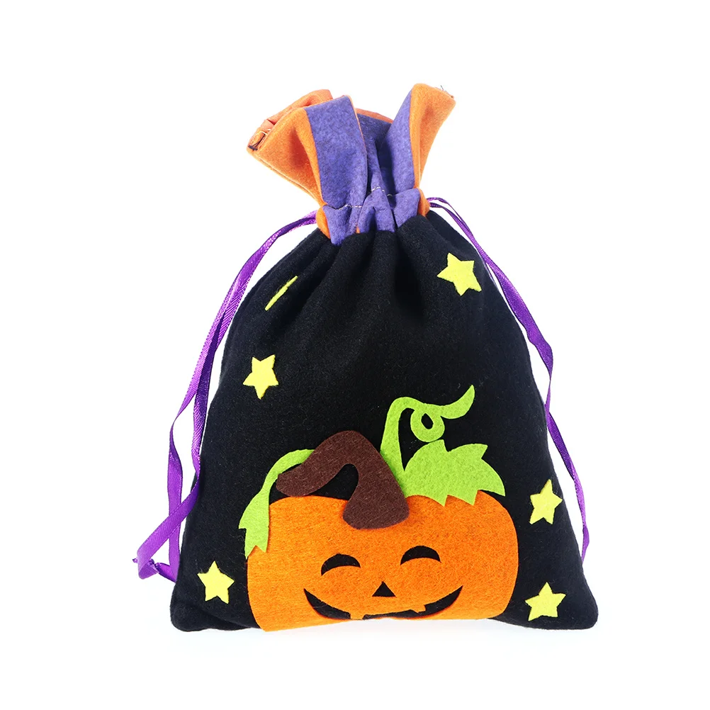 

4Pcs Halloween Treat Bags Premium Fabric Durable Candy Snack Goodie Bags Trick Or Treat Party Favor Pumpkin Witch Black Cat Owl
