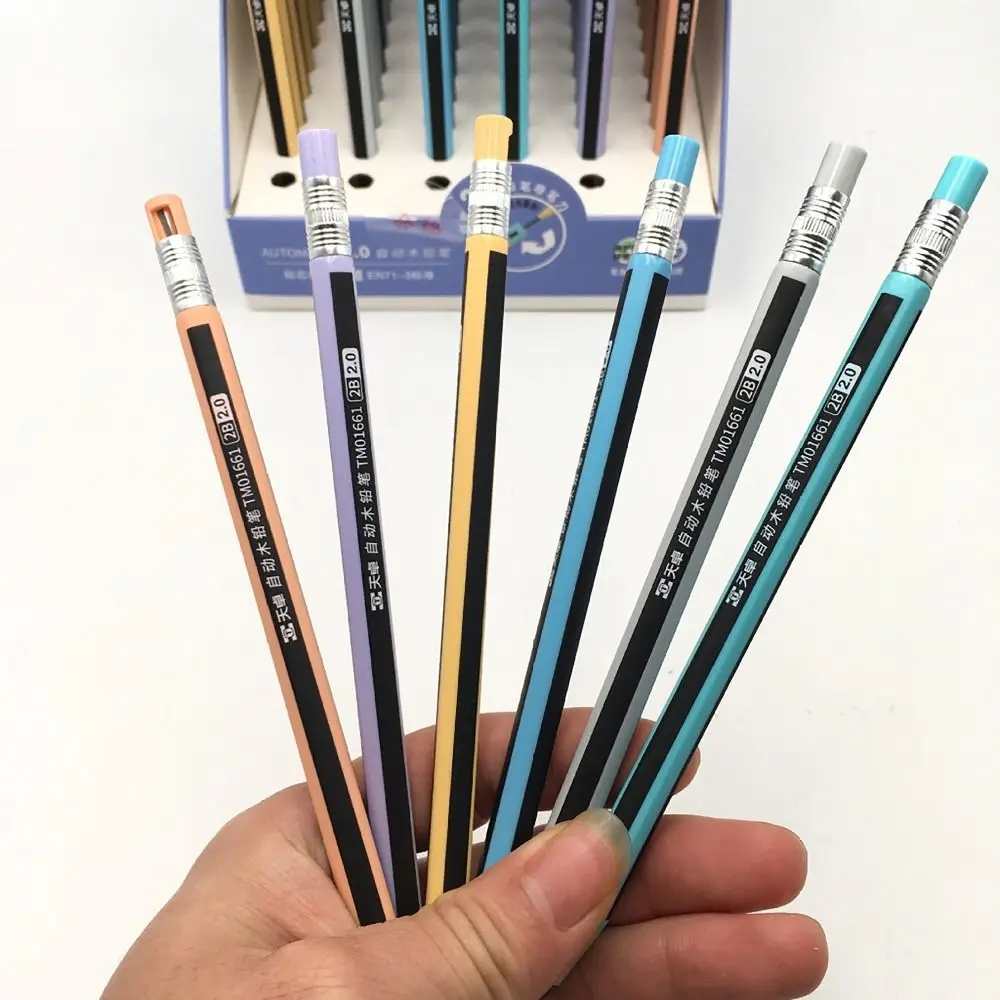 

2.0MM 2B Automatic Pencil with Sharpener Press Type Mechanical Pencil Stationery Sketch Drawing Writing Tool Movable Pen