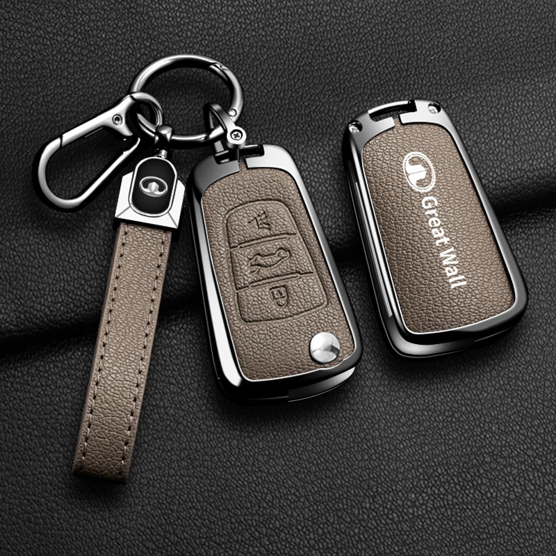 Alloy Car Key Case Cover For Great Wall Haval Hover Wingle 5 6 H3 H5 H6 H1 H3 C30 C50 M4 3Buttons Shell Bag Protector Keychain