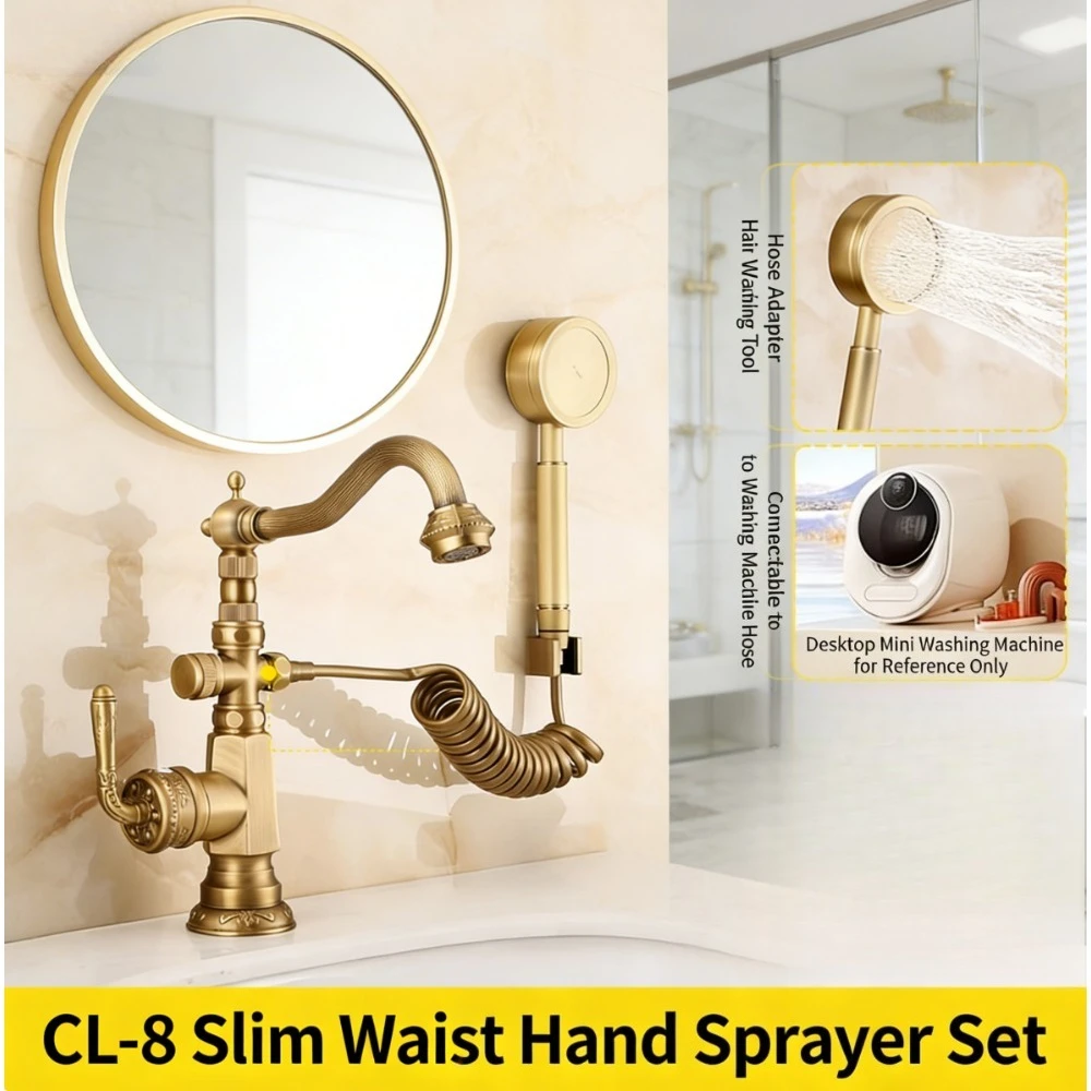 

European brass hot and cold faucet,French antique basin faucet, bathroom shower shampoo artifact