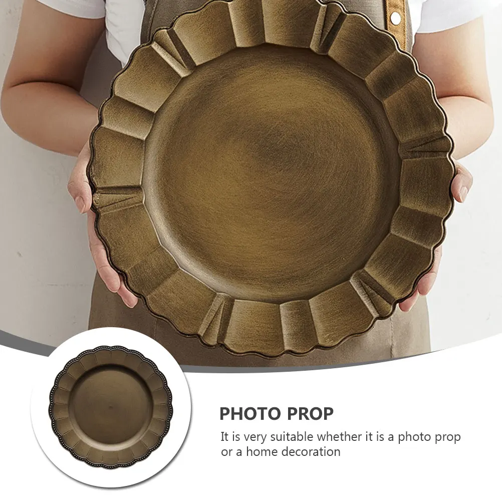 

1 pc Retro Tray Ornaments Decoration Vintage Food Plate Crafted Smooth Polishing Home Living Room Kitchen Dining for