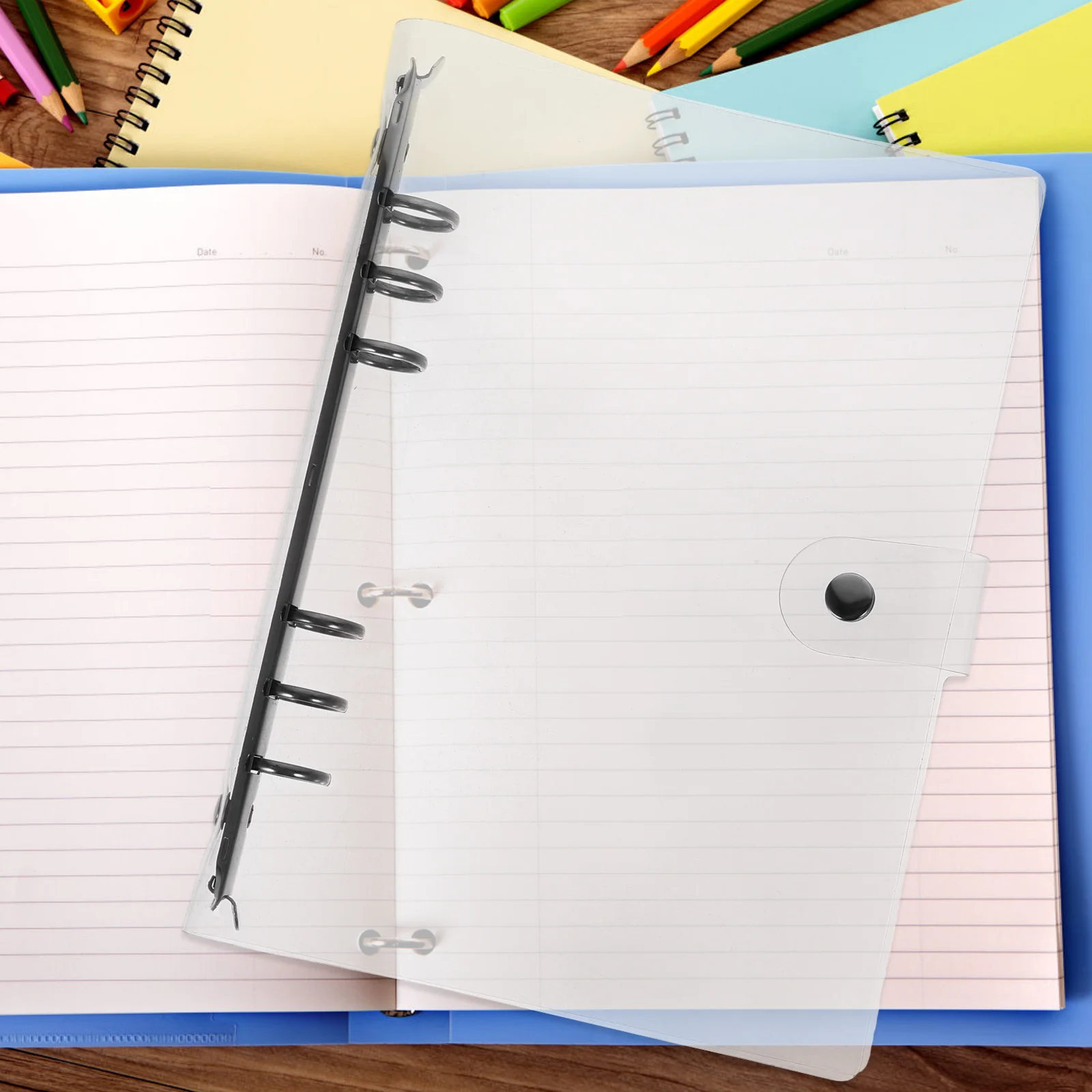 1Set Loose Leaf Binder Cover Adjustable Closure Belt Clear Notebook Shell A6 Organizer File Folder Document Storage Binder