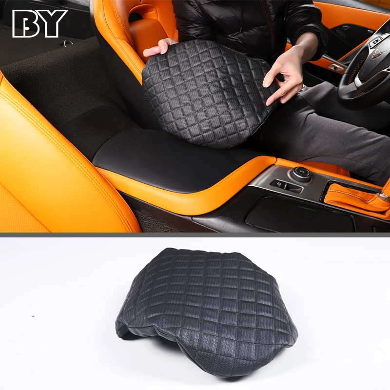 

PU Leather Car Armrest Cover Trim Center Console Lid Auto Accessories For Chevrolet Corvette C7 2014-2019