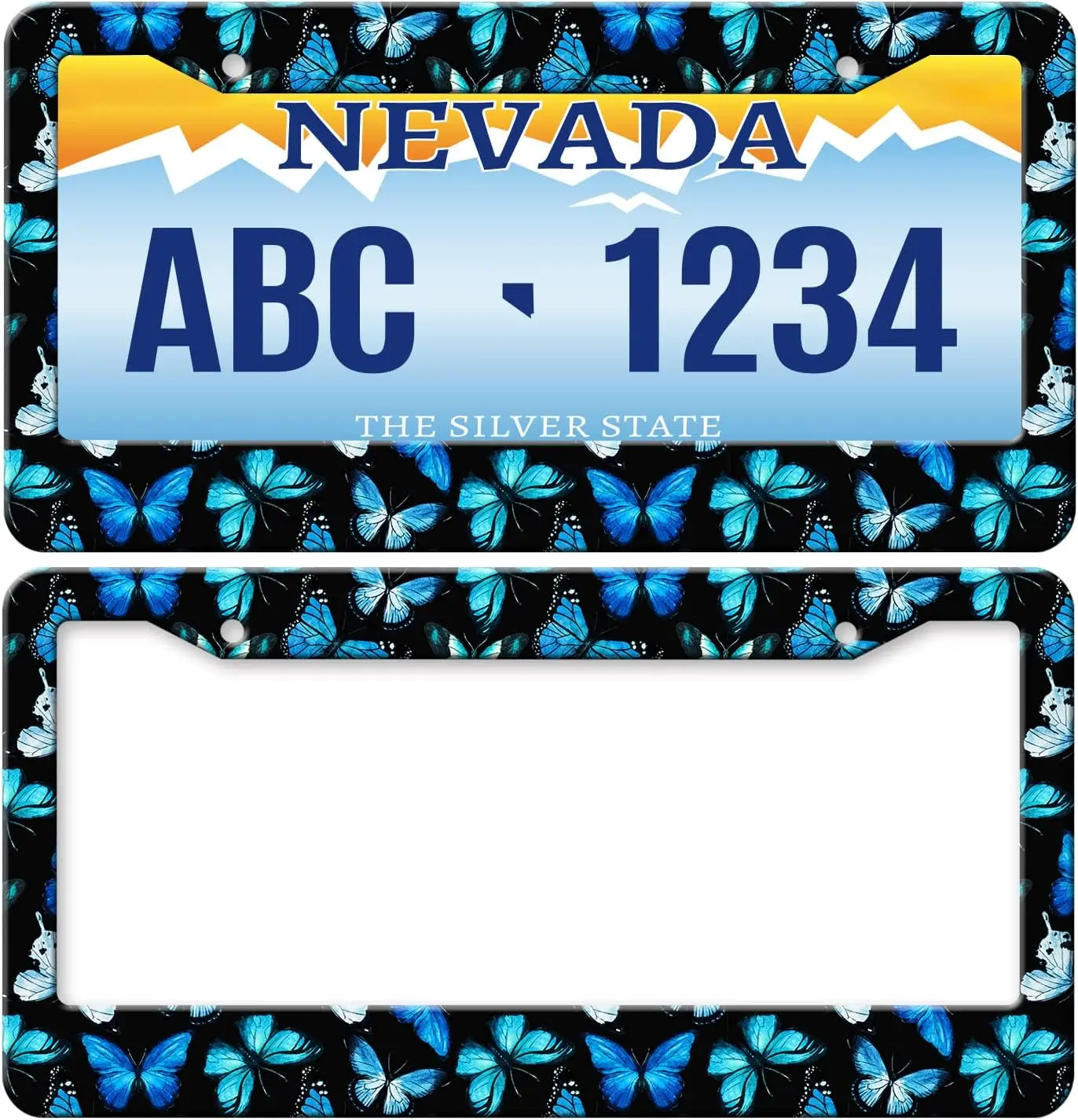 Watercolor Butterflies License Plate Frame Blue Butterflies License Plate Cover Car Tag Holder Metal License Plate Frame 12x6 In