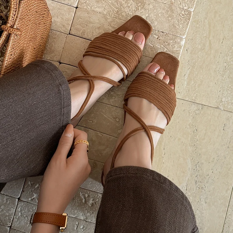 

2026 New Summer Fashion Women Sandals Natural Leather Plus Size 34-41 Cowhide Microfiber Sheepskin Open Toe Buckle Women Shoes