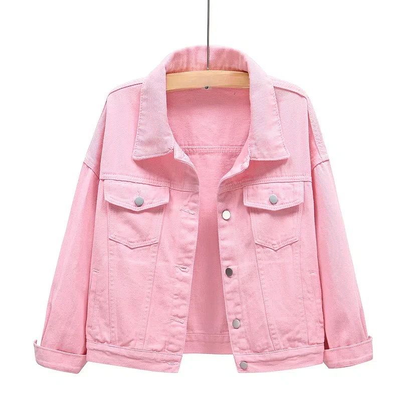 

Джинсовая женская куртка 2024, весенне-осенняя куртка большого размера с длинным рукавом и отложным воротником, женская верхняя одежда, осенняя свободная корейская мода