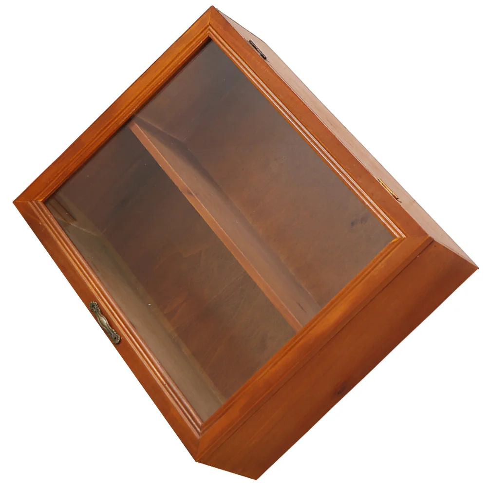 Solid Wood Flip Storage Cabinet Desktop Organizer Locker Stand Display Rack Acrylic Jewelry Shelf