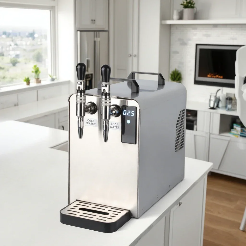 2026 New Design Puretal Stainless Steel Commercial Soda Water Maker Electric Cold Hot Soda Fountain Machine house hold Use Stand