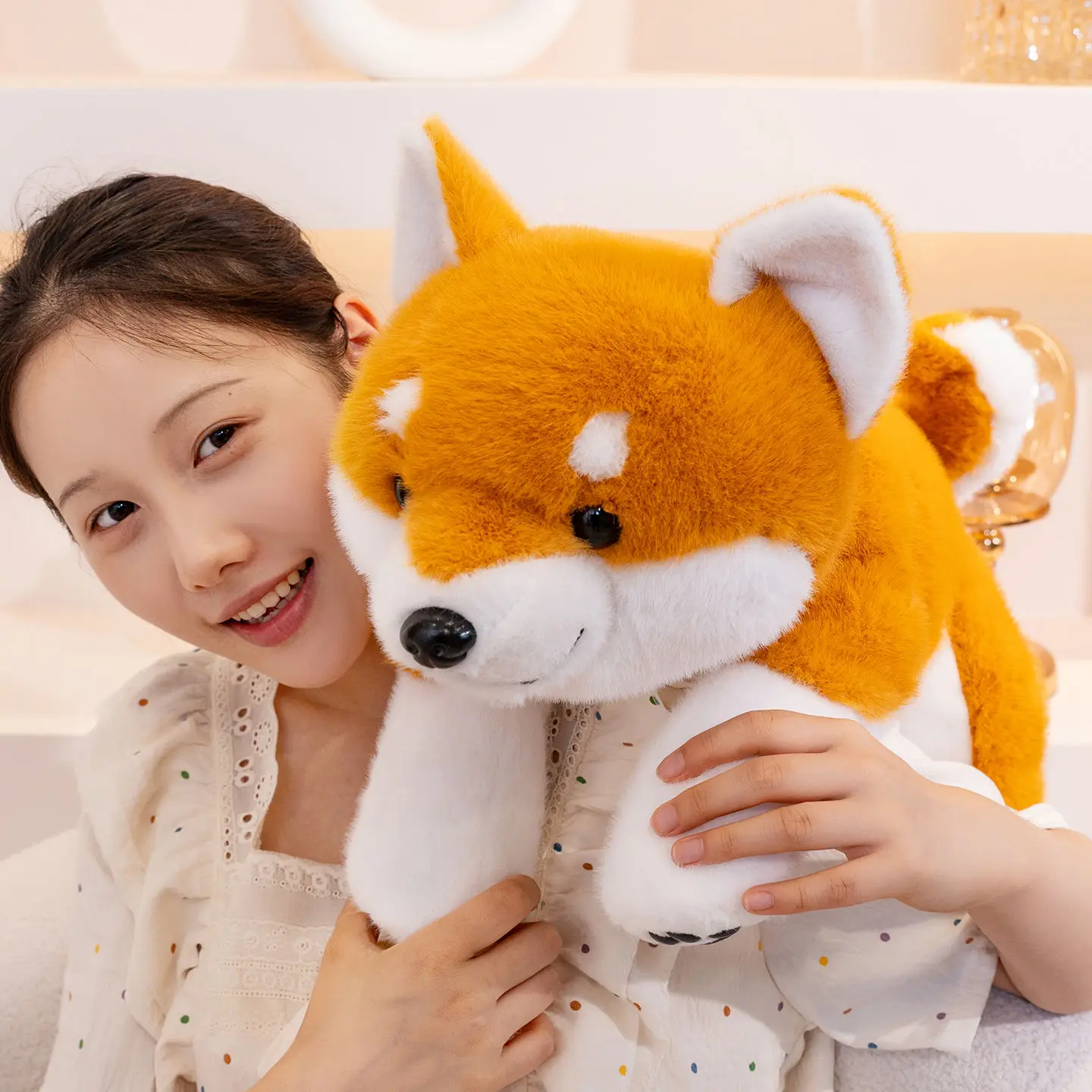 

Anime Shiba Inu Dog Plush Toys Soft Stuffed Animal Lying Puppy Cartoon Throw Pillow Nap Sleep Bed Cushion Gift