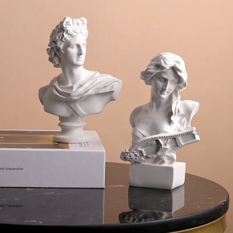 Nordic Greek Resin Statue David Harp Lady Art Sketch Still Life Decor