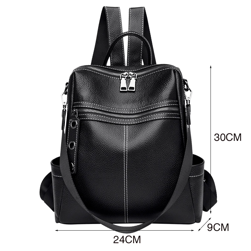 Fashion COW Leather Backpack Women Genuine Leather Rucksack Ladies Bagpack Large School Bag Simple Shoulder Bags Female Mochila