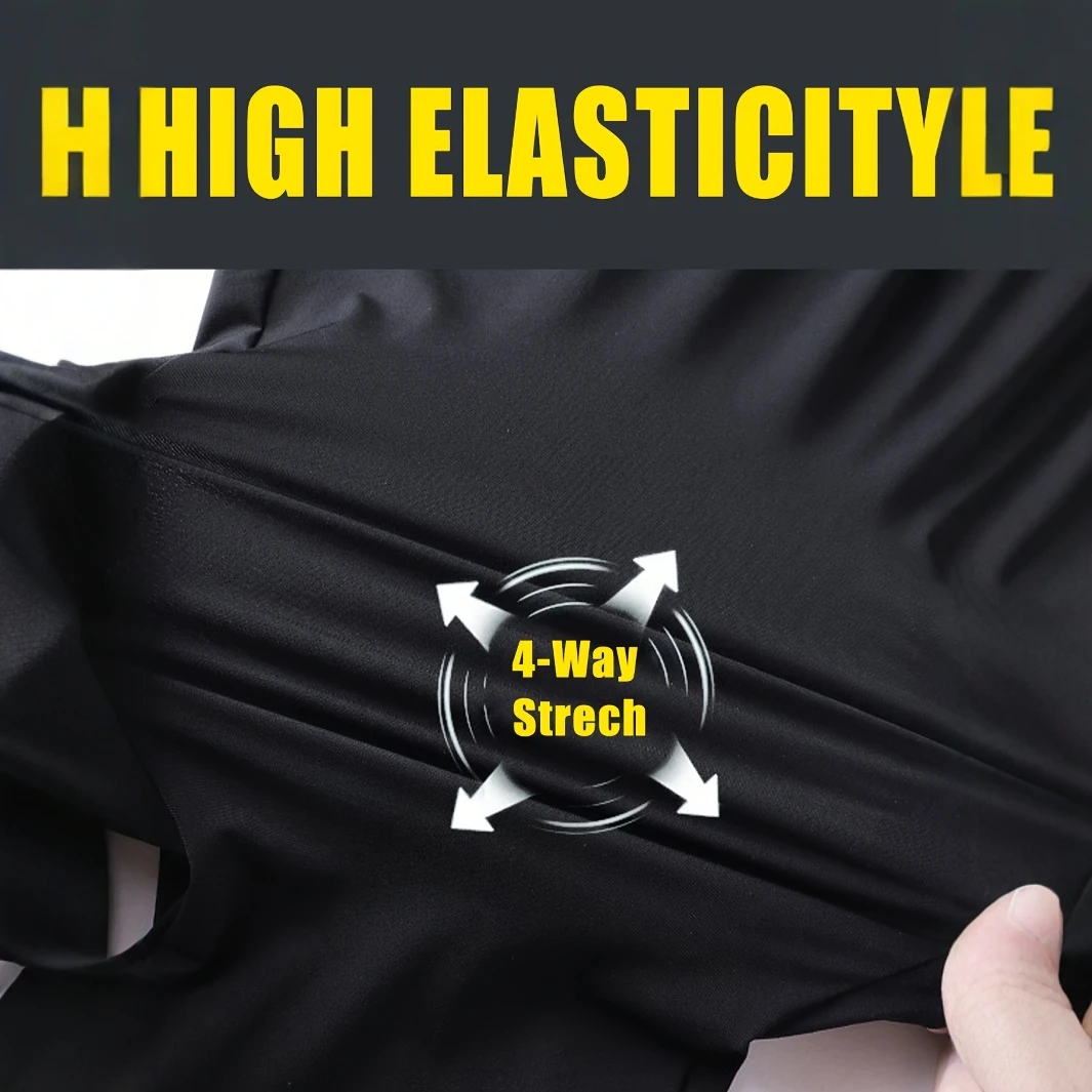 Juego de 3 pantalones capri informales para deportes al aire libre para hombre, hechos de tela de punto de alta elasticidad, color sólido, diseño de pierna recta, Fea