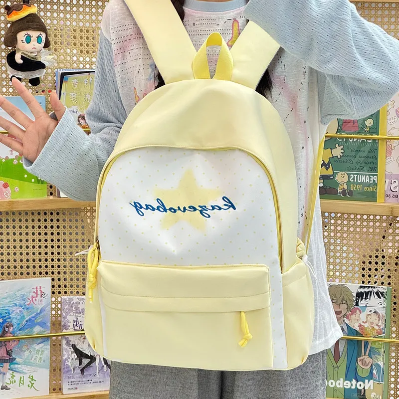 SchoolbaginsTrendy Korean-style high school student backpack for girls with good looks, fresh and cute polka dot shoulder bag fo