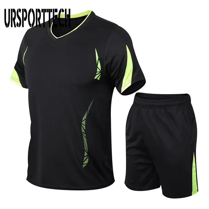 

Sport Suit for Men Basketball Quick Drying Short Sleeved Sports Set Summer Fitness Shorts Running Football Suit Two-Piece Set