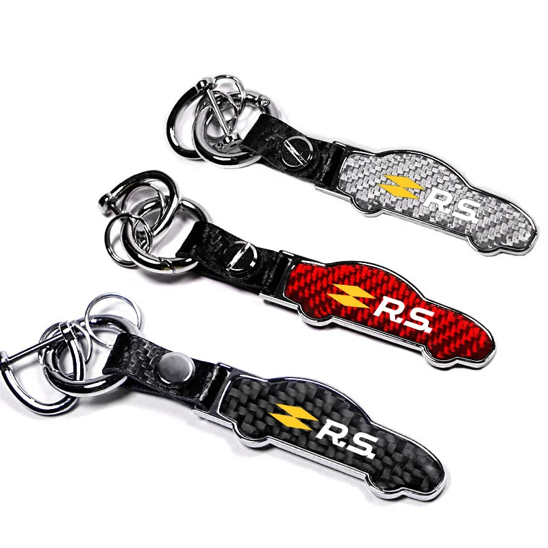 Carbon fiber Car Key Chain New Personalized Men's Belt Keychain For Renault RS Clio Scenic Logan Megane Koleos Sandero Safrane