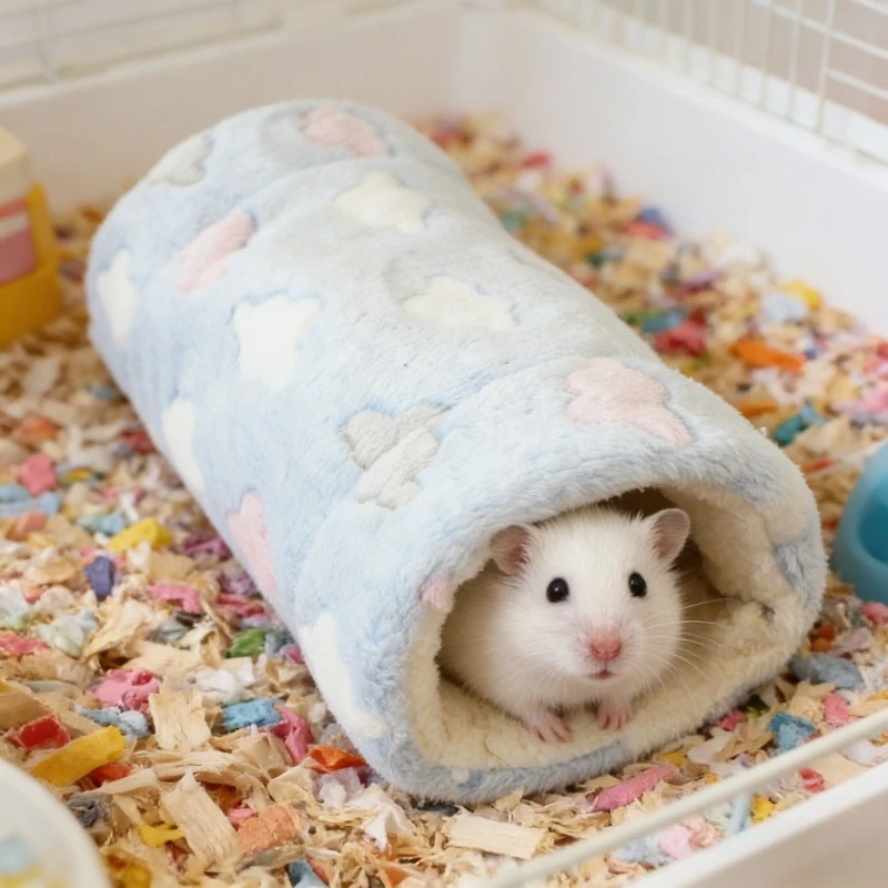 

Small Pet Tunnel Hammock Soft Plush Sleep Bag for Hamster Chinchilla Guinea Pig Sugar Glider Rat Ferret Warm Cozy Hideout