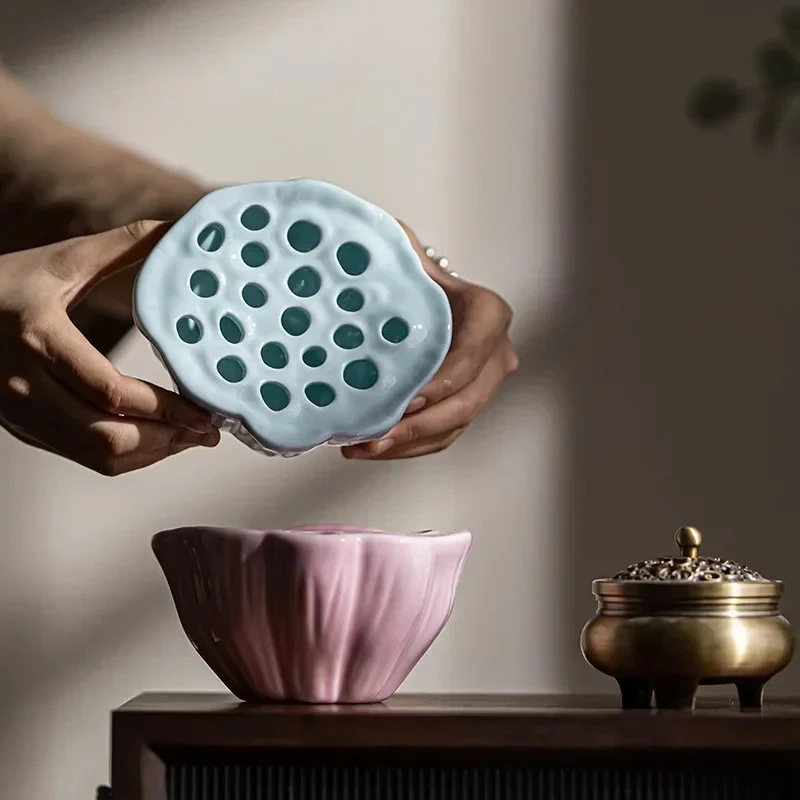 Ceramic lotus seed flower ware  arrangement bowl flower art dry flower hydroponic ware tea mat tea table decoration