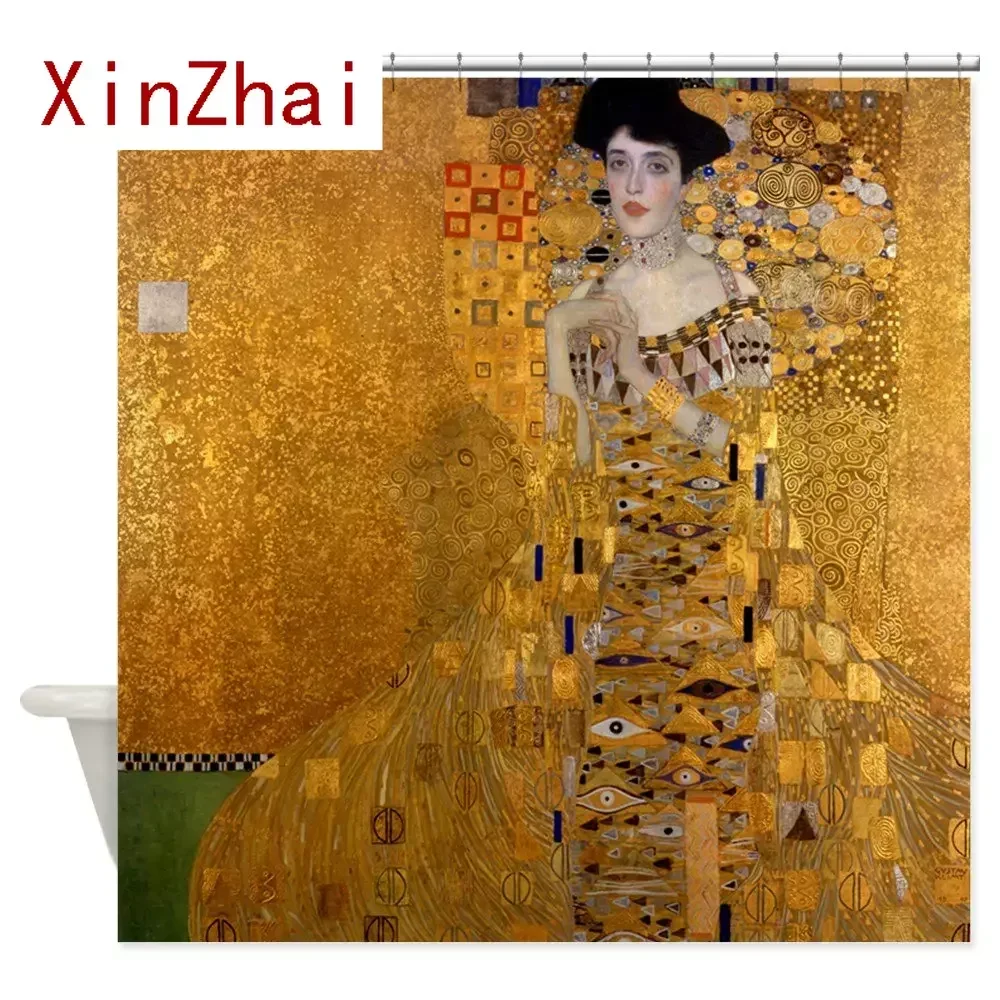 Bauer By Klimt, Painting Shower Curtai Decorative Fabric Bathroom Polyester Shower Curtain