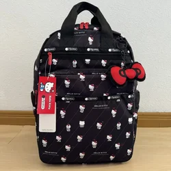 Sanrios Hellokittys Co Branded Black Backpack Anime Kawaii Large Capacity Backpack Simple College Style Commuter Computer Bag