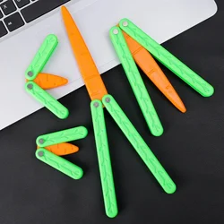 Simulation Carrot Butterfly Knife Gravity 3D Printed Plastic Folding Knife Toy Swinging Knife for Adult ADHD Autism Anxiety Gift