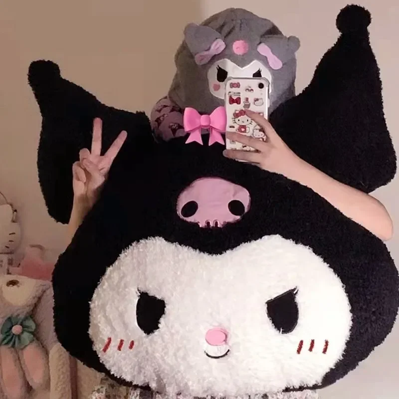 Sanrio Kawaii Boneca de pelúcia, minha melodia, Kuromi roxo, sofá dos desenhos animados, travesseiro macio, brinquedos para crianças, presentes de Natal para meninas, tamanho extra grande