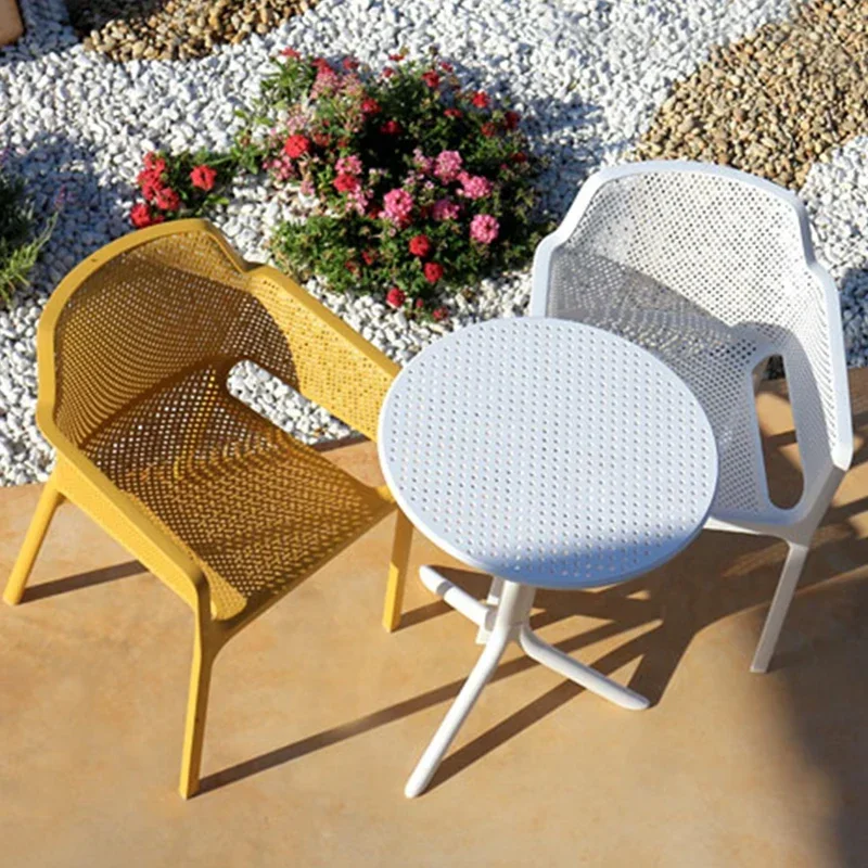 Three piece set of outdoor tables, chairs, balconies, round tables, leisure chairs