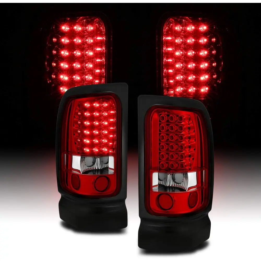 

for 94-01 Dodge Ram 1500 2500 3500 Crystal Red LED Brake Tail Lights Set - Passenger and Driver Side