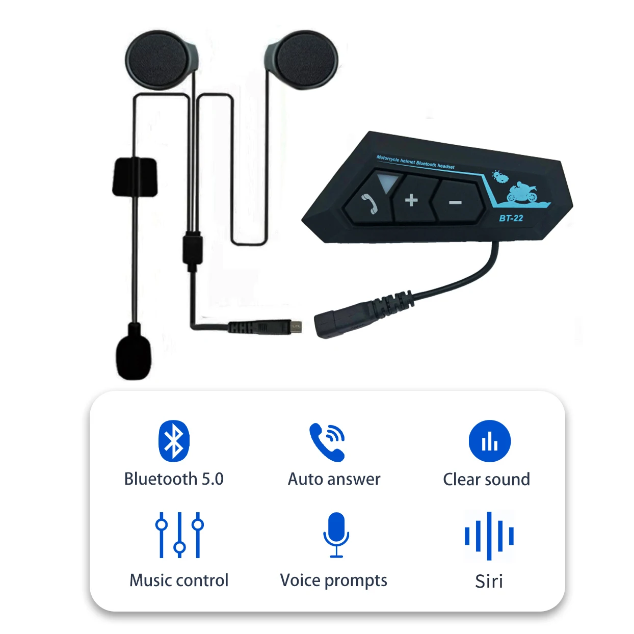 Bluetooth 5.0 motorcycle Helmet Headset Wireless Handsfree call Earphone Motor Headphones MP3 player Waterproof Noise Reduction