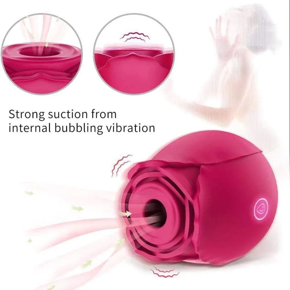 Rose shape vagina sucking vibrator kiss pussy nipple sucker oral licking clitoris stimulation masturbating sex toys for women