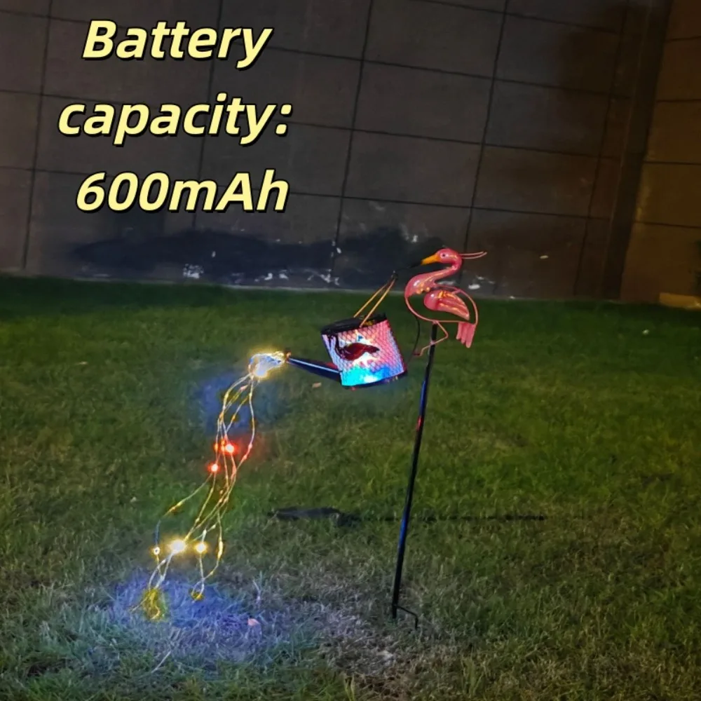 

Waterproof Solar Garden Light Solar Power Wrought Iron Flowing Water Lamp Watering Can Design Artistic Look