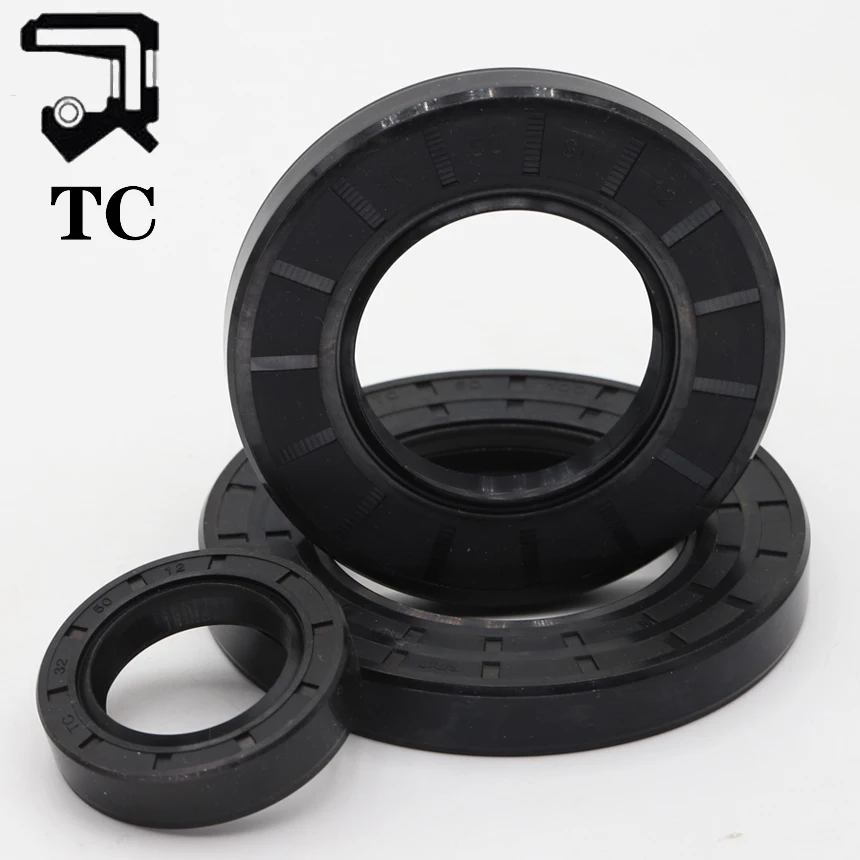 TC TG4 47/48/50/52/53/55/57mm ID Black Nitrile Rubber NBR Grooved Lip Spring Gasket Ring Sealing Radial Shaft Skeleton Oil Seal