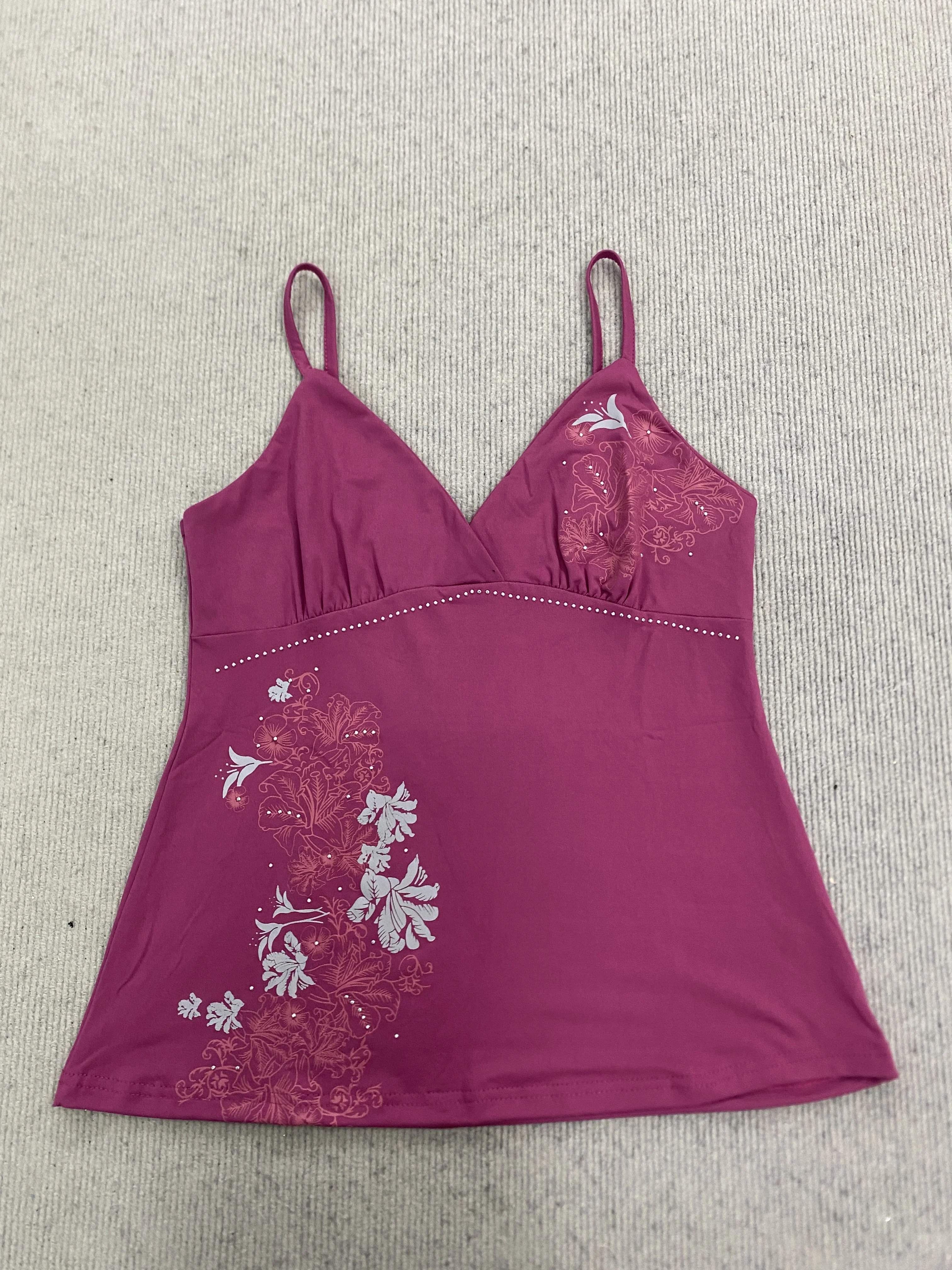 Vintage Retro Damen-Trägertop mit Schlanker Taille, Strass-Verzierung und Bedrucktem Muster, Sexy Sommer-Oberteil für Frauen – Detail 8