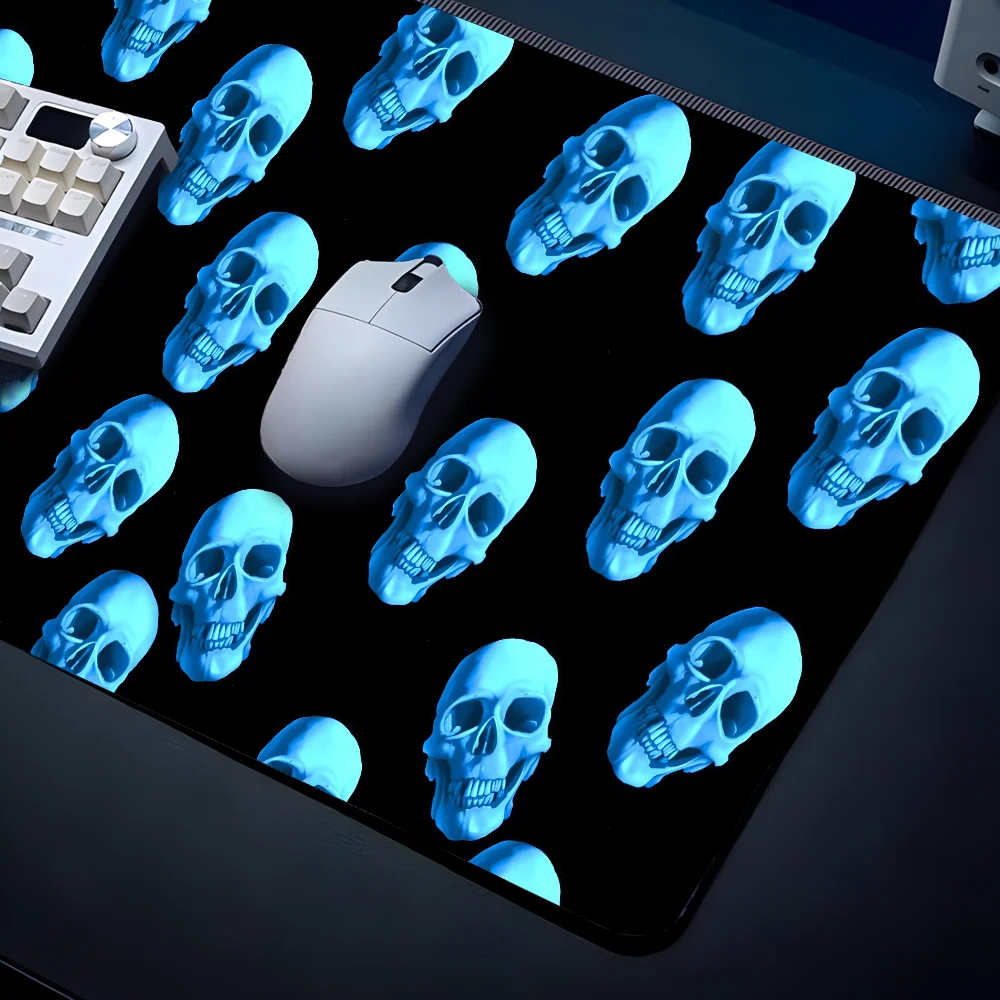 Blue Fire Skull Mousepad Mouse Mat Desk Mat With Pad Gaming Accessories Prime Gaming XXL Keyboard Pad