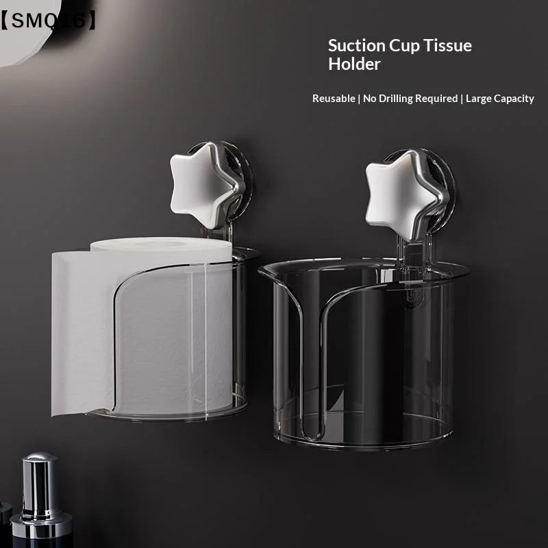 Transparent Suction Cup Tissue Holder Cute Star Design No Drilling Large Capacity For Bathroom And Kitchen Use【SMQ】