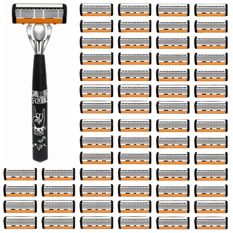 New Design Men's Waterproof Manual Razor SIX Layer Stainless Steel Blade Classic Shaving No Skin Irritation Shaver Heads