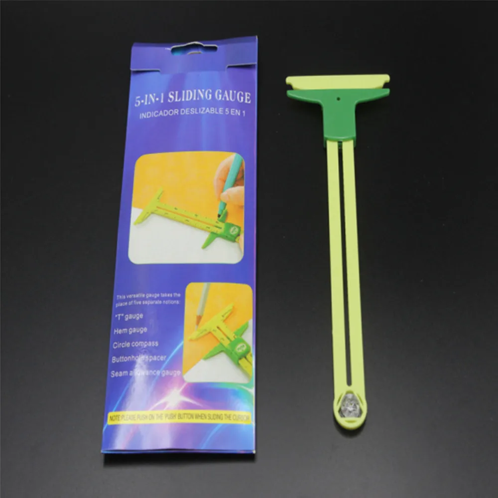 5-In-1 Plastic Patchwork Ruler Painting Tool Tailor's Ruler Green Multi-Functional Drawing Ruler