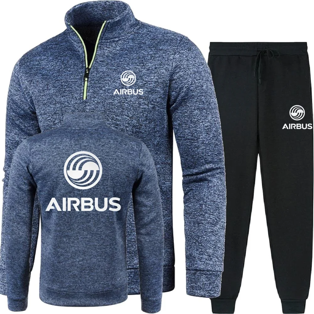 Picture 7: Men 2Pcs Sets Hoodies Pants Sweatshirts Half Zipper Soft Fleece Turtleneck Sweater AIRBUS AVIATION Flight Airbusfan A320