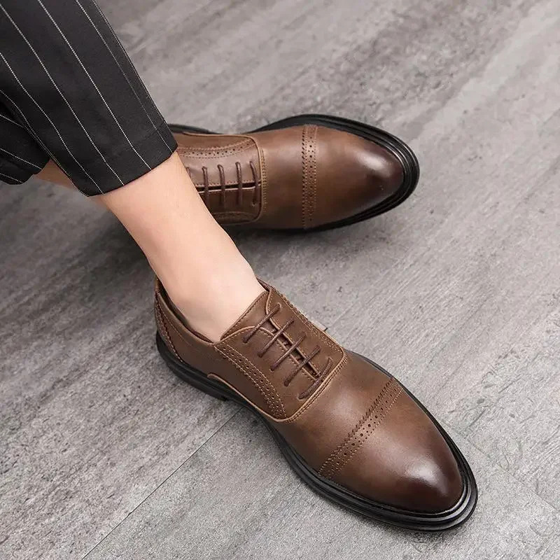 

Men's Party Black Casual Leather Comfortable Oxford Casual Dress Flat Shoes Work Worker