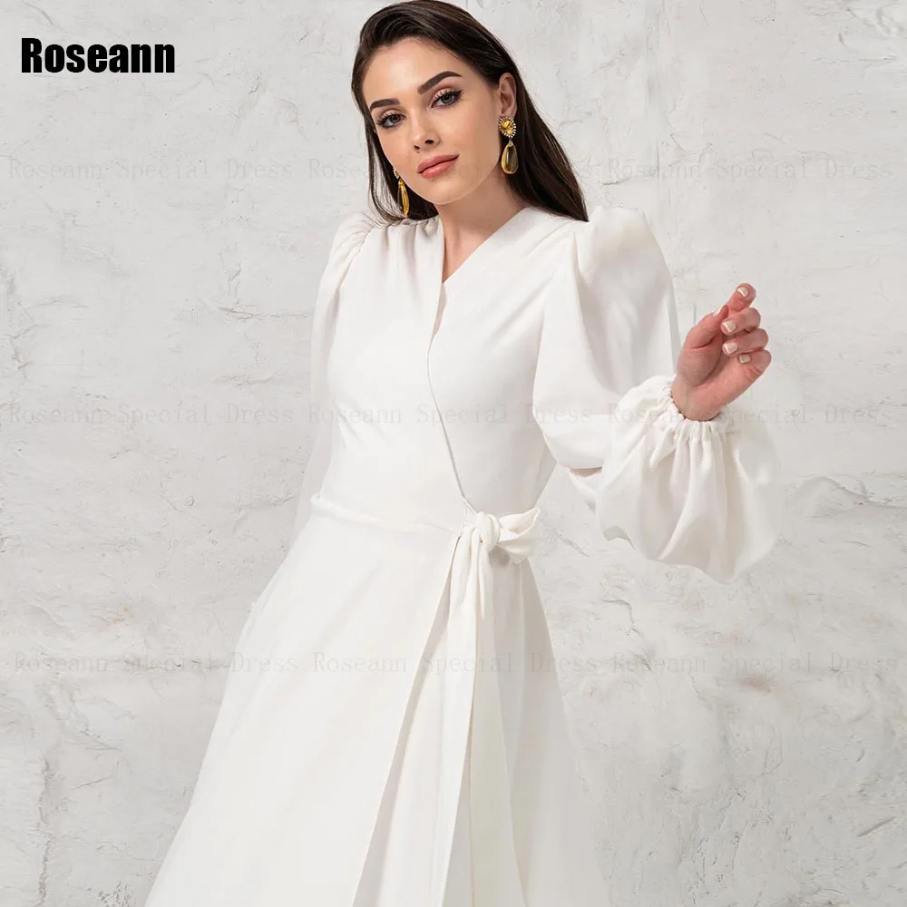 Customized Muslim 2025 Exquisite A-line Wedding Dresses V-Neck Criss-Cross Belt Full Draped Pleat Bride Dress robe de mariée