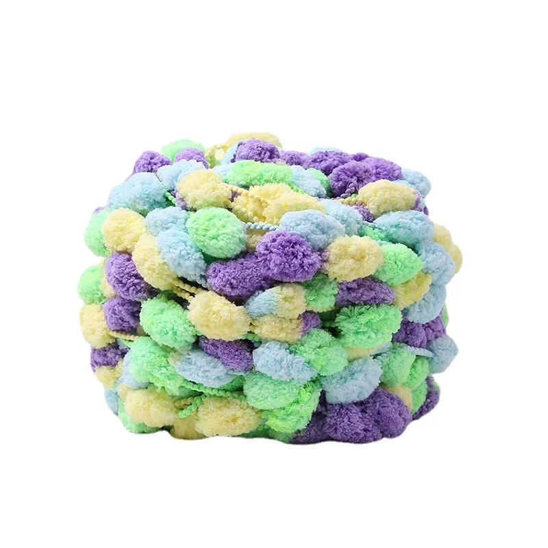 125g/roll Pompom Yarn Super Soft Colorful Thread with Pearl Bobo Ball DIY Hand-knitting Crochet For Scarf Sofa Cushion Blanket