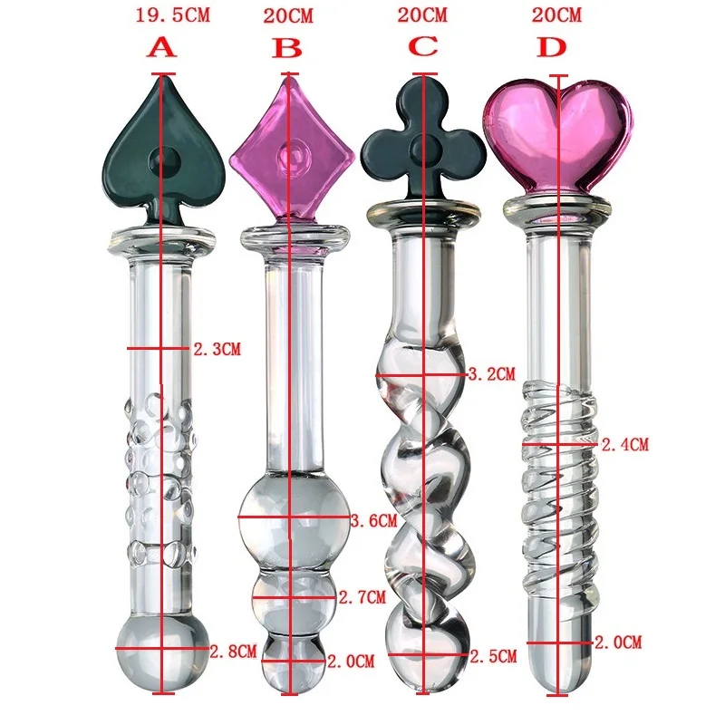 Poker Crystal Glass Body Wand Massager Colorful Glass Butt Plug Dildos Anal Sex Toys for Female Male Gay Masturbation Tool