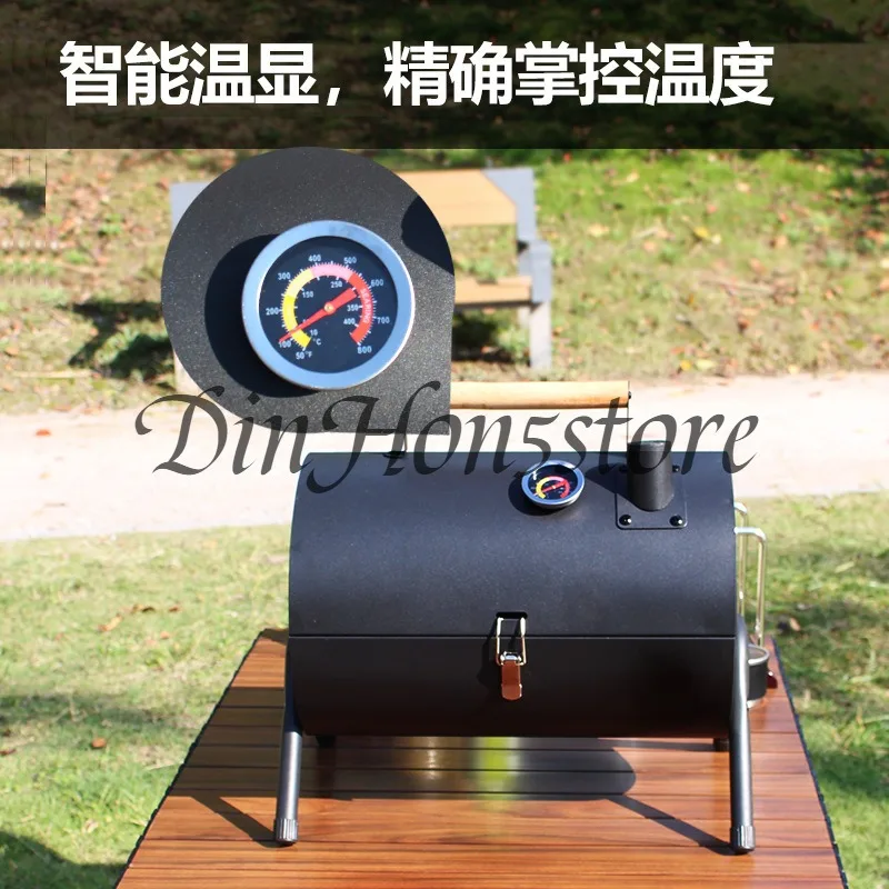 Carbon Steel Outdoor BBQ Grill  Dual-Sided Griddle with Independent Charcoal Tray Foldable Camping Gear  Handheld BBQ Grill