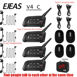 EJEAS V4C PLUS 4/3/2PCS 4Users Football Referee 1500M 5.1 Bluetooth  Four people talk to each other at the same time