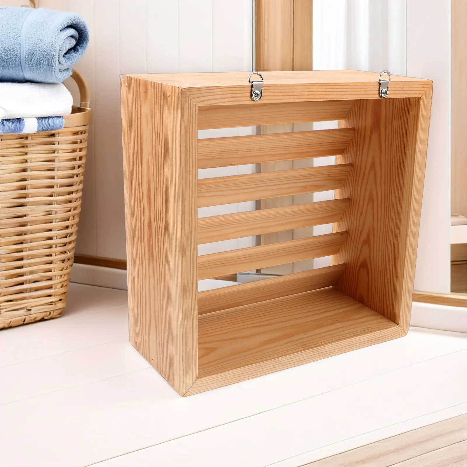 

Декоративный деревянный защитный кожух для лампы для сауны 11x11 дюймов, квадратный, с деревянными планками, взрывозащищенный, для настенного светильника