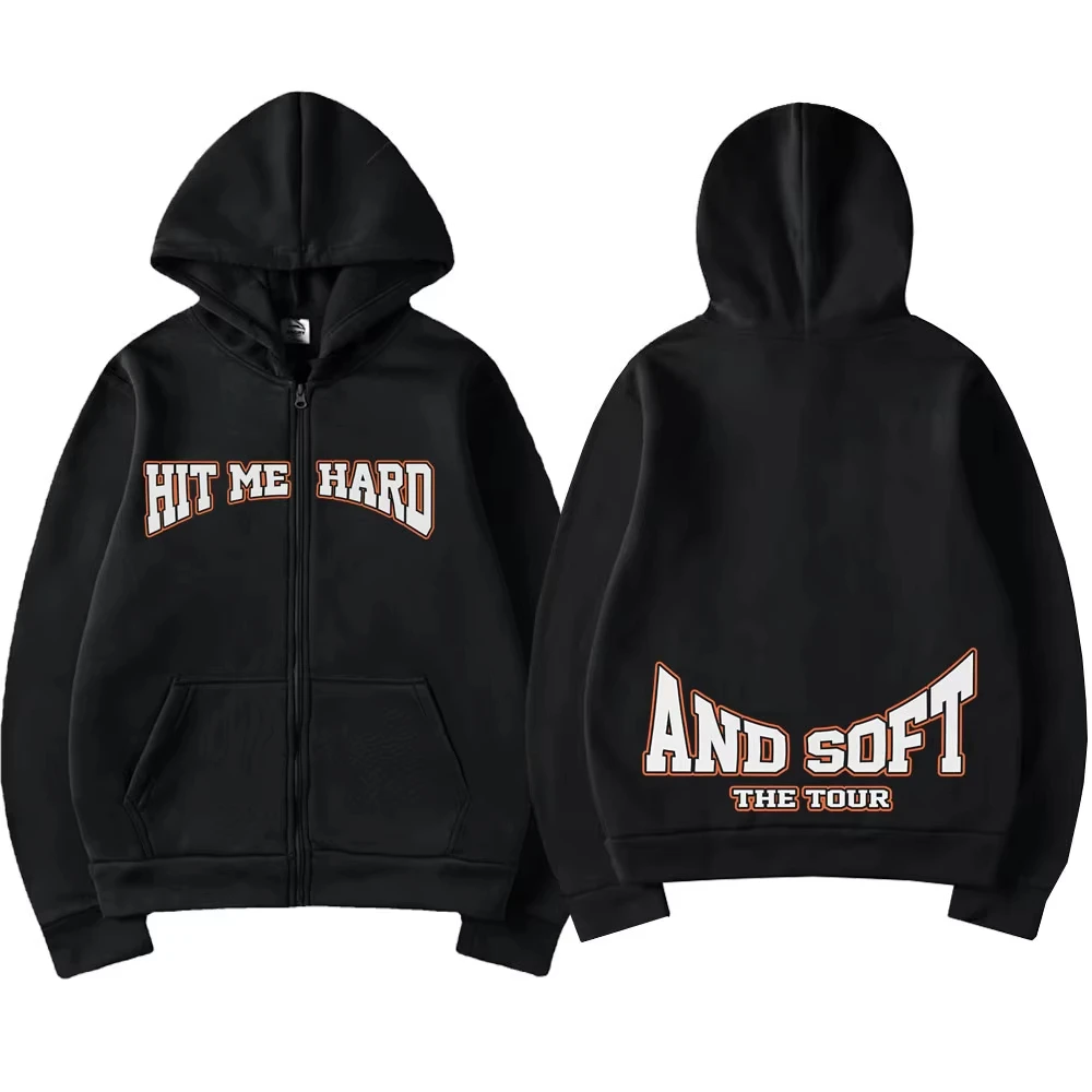Hit Me Hard and Soft 2025 Tour Merch Zipper Hoodies Homens Mulheres Pulôver Moda Hip Hop Zip Up Moletom Com Capuz Jaqueta Fãs Presente