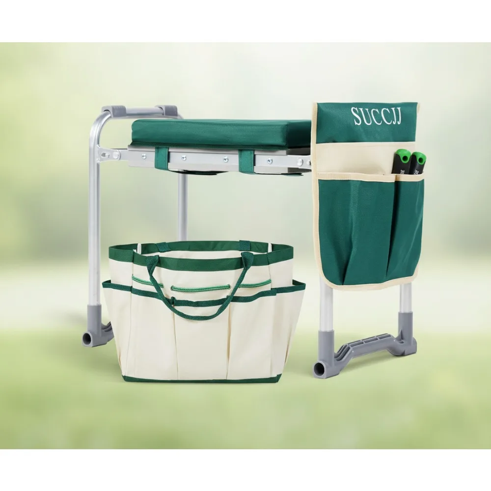

Foldable Garden Kneeler Seat Heavy Duty Bench Extra Wide with Handles for Seniors Women Gardening Stool Green