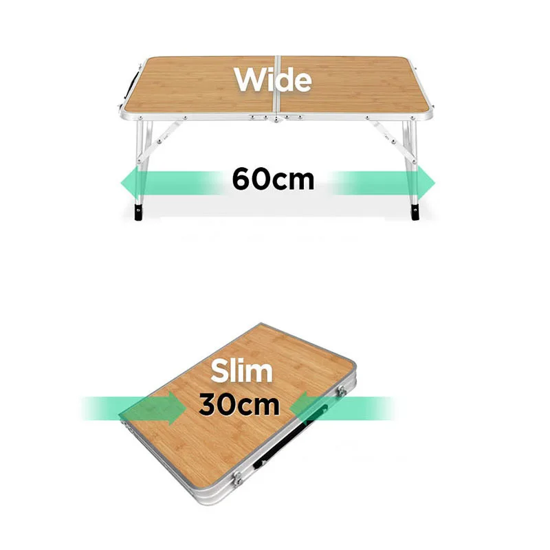 Portable Folding Table for Outdoor Camping, Aluminum Alloy Ultra-Light, Ultra-Thin Bamboo Board, Tourist Picnic Wooden Low Table