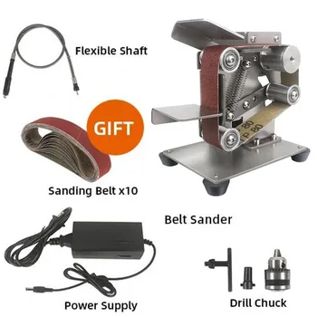 Belt sander 110V/220V Mini electric polishing grinding machine cutting edge sharpener multi-function grinder with 10 belts