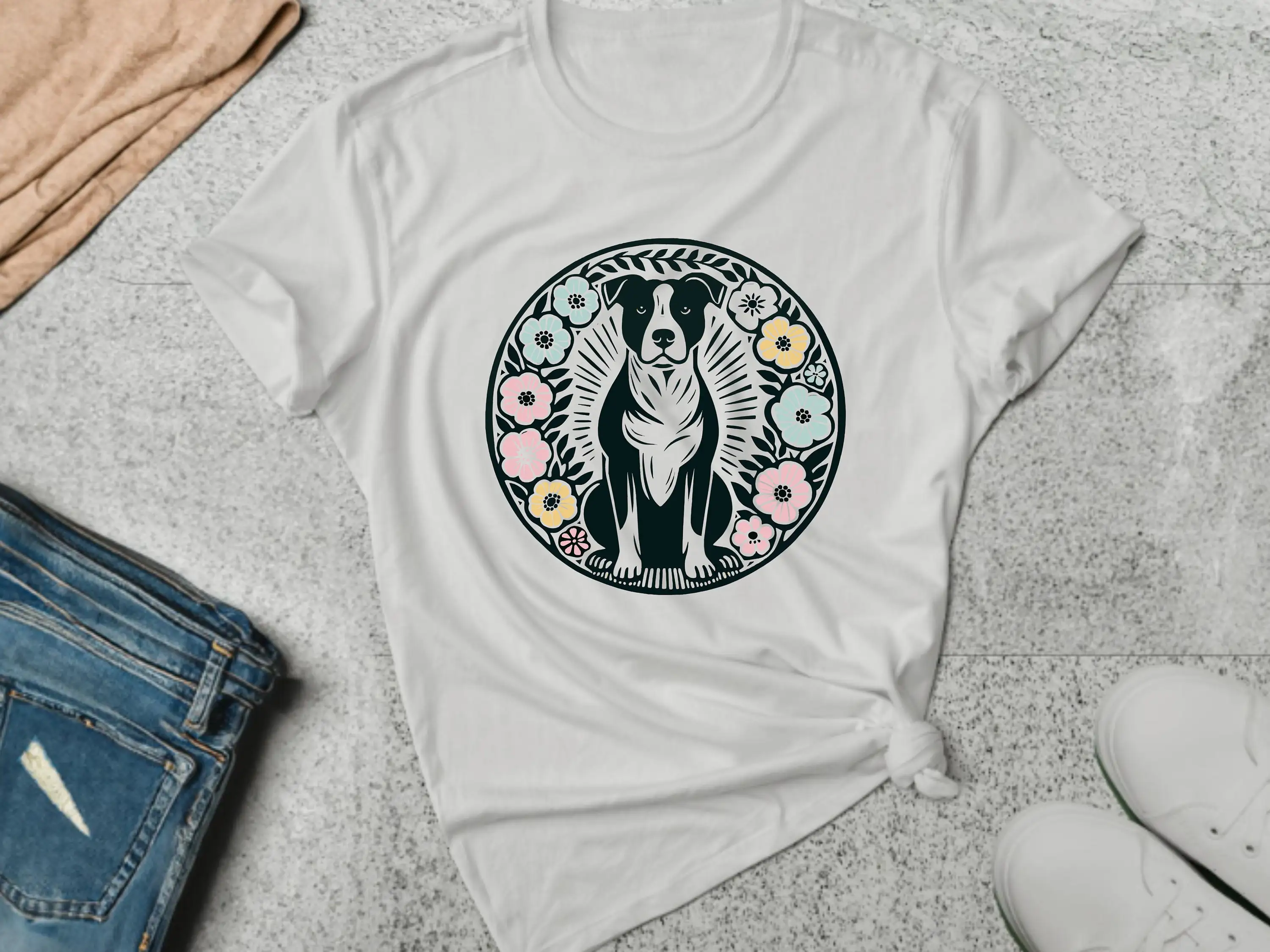 

Billy Flower T Shirt Dog Floral Pet Lover Gardener